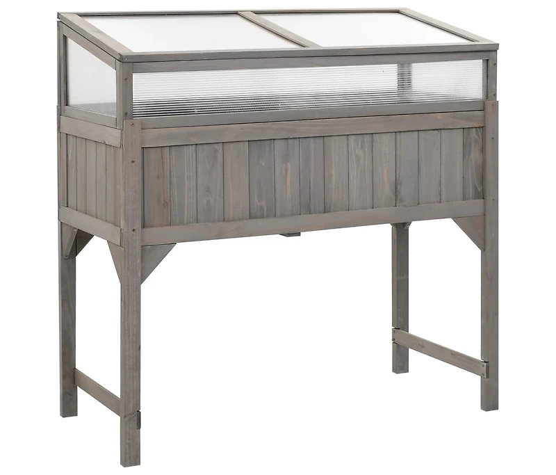 Raised Bed with Greenhouse 43.3"x21.3"x47.2" Solid Fir Wood