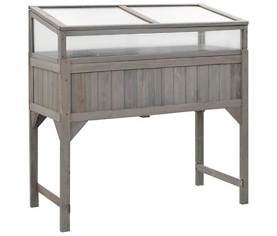 Raised Bed with Greenhouse 43.3"x21.3"x47.2" Solid Fir Wood