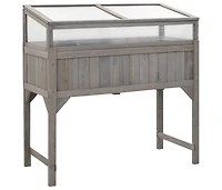Raised Bed with Greenhouse 43.3"x21.3"x47.2" Solid Fir Wood