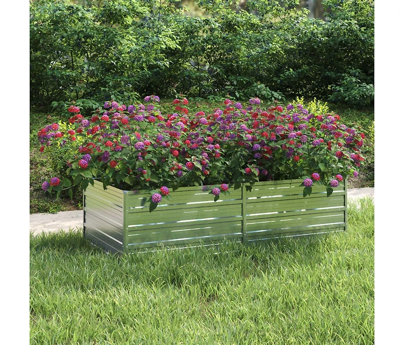 Garden Raised Bed 63"x31.5"x17.7" Galvanized Steel Silver