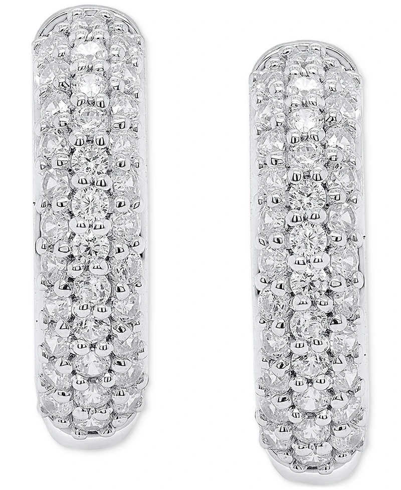 Forever Grown Diamonds Lab Grown Diamond Pave Small Hoop Earrings (1 ct. t.w.) in Sterling Silver