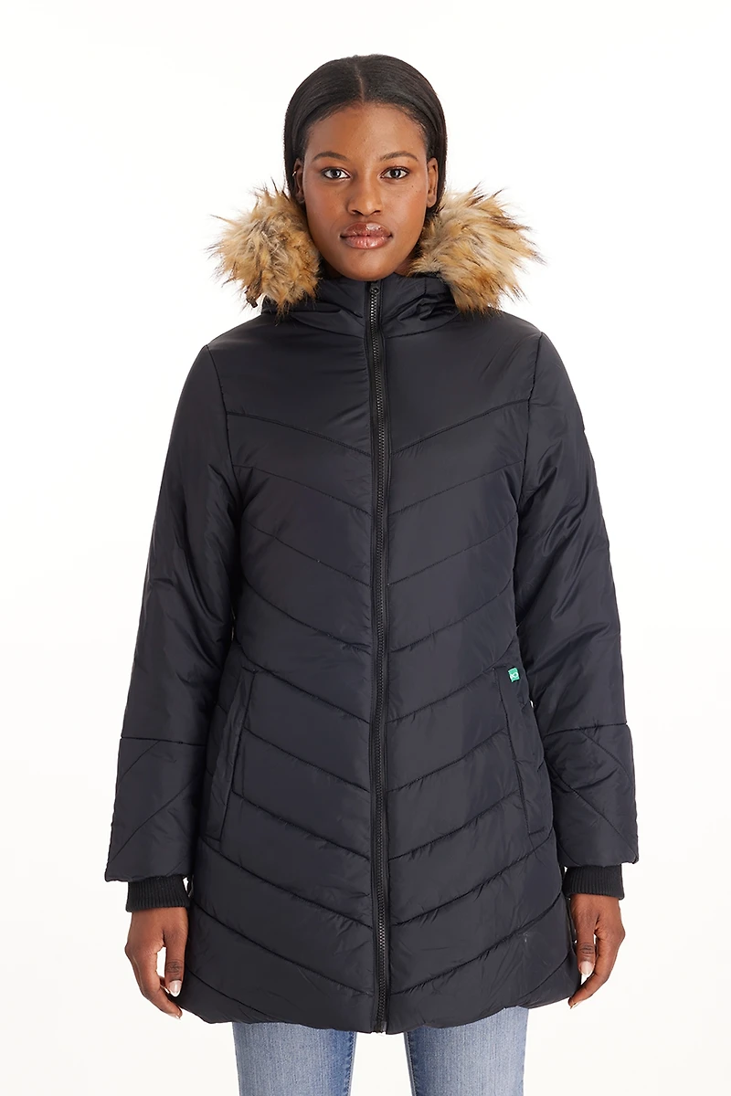 Modern Eternity Maternity Lexi - 3in1 Coat Detachable Faux Fur