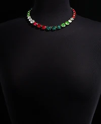 Holiday Lane Gold-Tone Multicolor Crystal All-Around Collar Necklace, 17" + 3" extender, Created for Macy's
