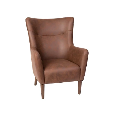 Regal Traditional Wingback Accent Chair, Upholstery And Wooden Frame Legs