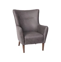 Regal Traditional Wingback Accent Chair, Upholstery And Wooden Frame Legs
