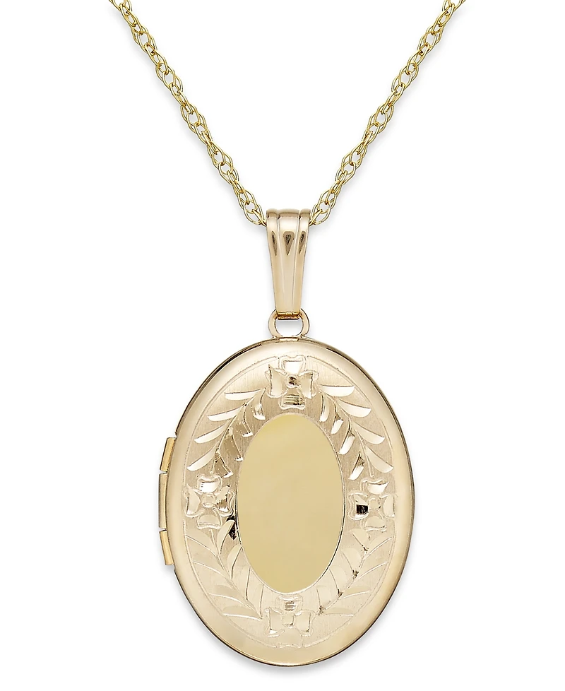 Engraved Oval Locket in 14k Gold