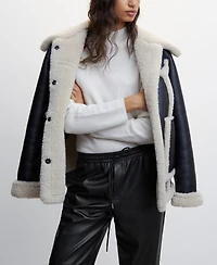 Mango Women's Leather-Effect Elastic Waist Trousers