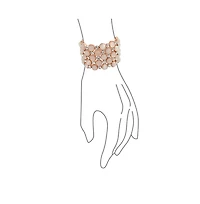 Bling Jewelry Holiday Fashion Wide Cuff Pink Rose Gold Plated Pink Cats Eye Crystal Statement Stretch Bracelet Prom