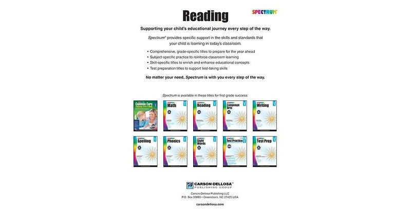 Spectrum Reading Workbook, Grade 1 by Spectrum Compiler