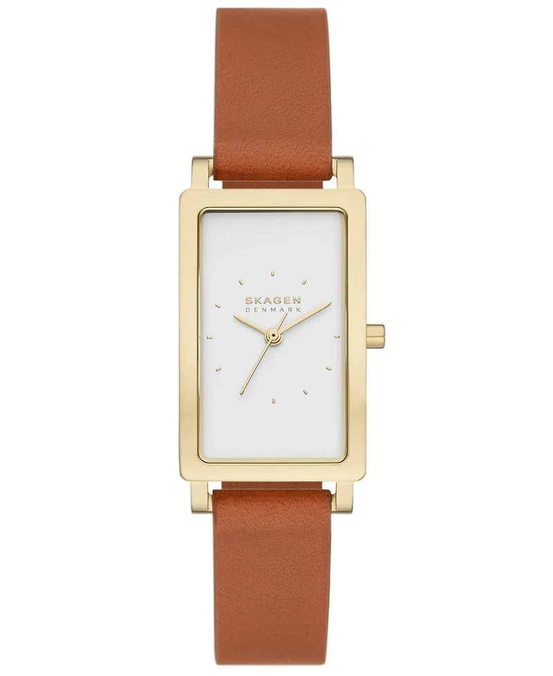 Skagen Women's Hagen Quartz Three Hand Brown Leather Watch, 22mm
