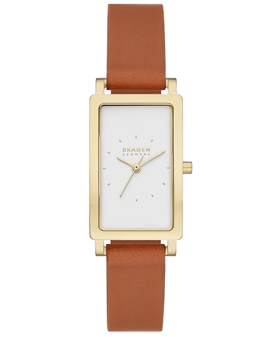 Skagen Women's Hagen Quartz Three Hand Brown Leather Watch, 22mm