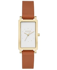 Skagen Women's Hagen Quartz Three Hand Brown Leather Watch, 22mm