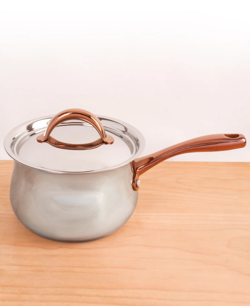 BergHOFF Ouro Gold 5pc 18/10 Stainless Steel Starter Set, Ss Lids, Rose Gold Handles