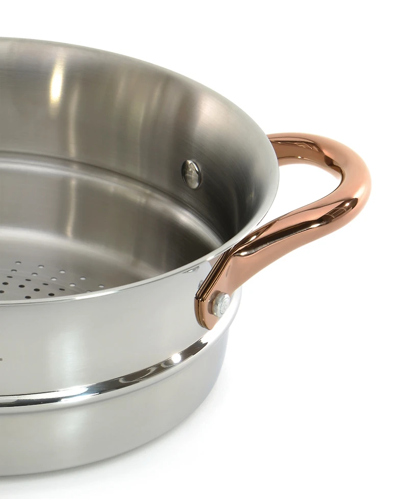 BergHOFF Ouro Gold 3pc 18/10 Ss Steamer Set, Ss Lids, Rose Gold Handles