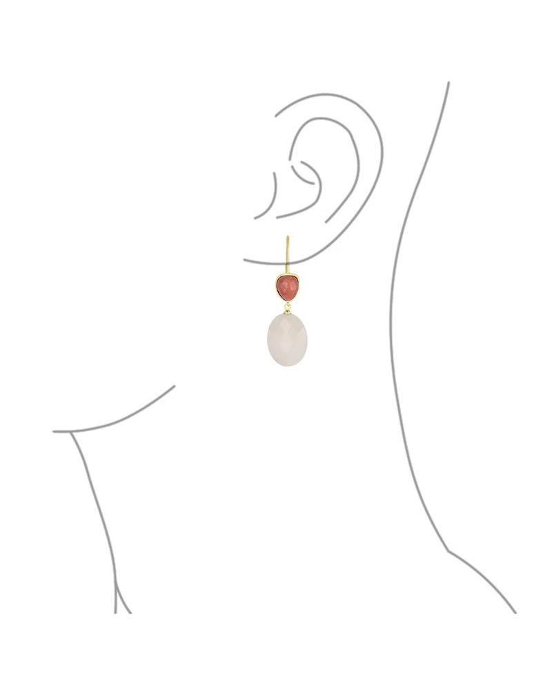 Bling Jewelry Elegant Teardrop Accent Natural Briolette Stone Faceted Oval Drop Earrings Yellow Gold Plated Fish Hook