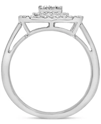 Wrapped in Love Diamond Round & Baguette Square Halo Cluster Ring (1 ct. t.w.) in 14k White Gold, Created for Macy's