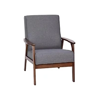 Langmore Upholstered Mid-Century Modern Arm Chair With Wood Frame
