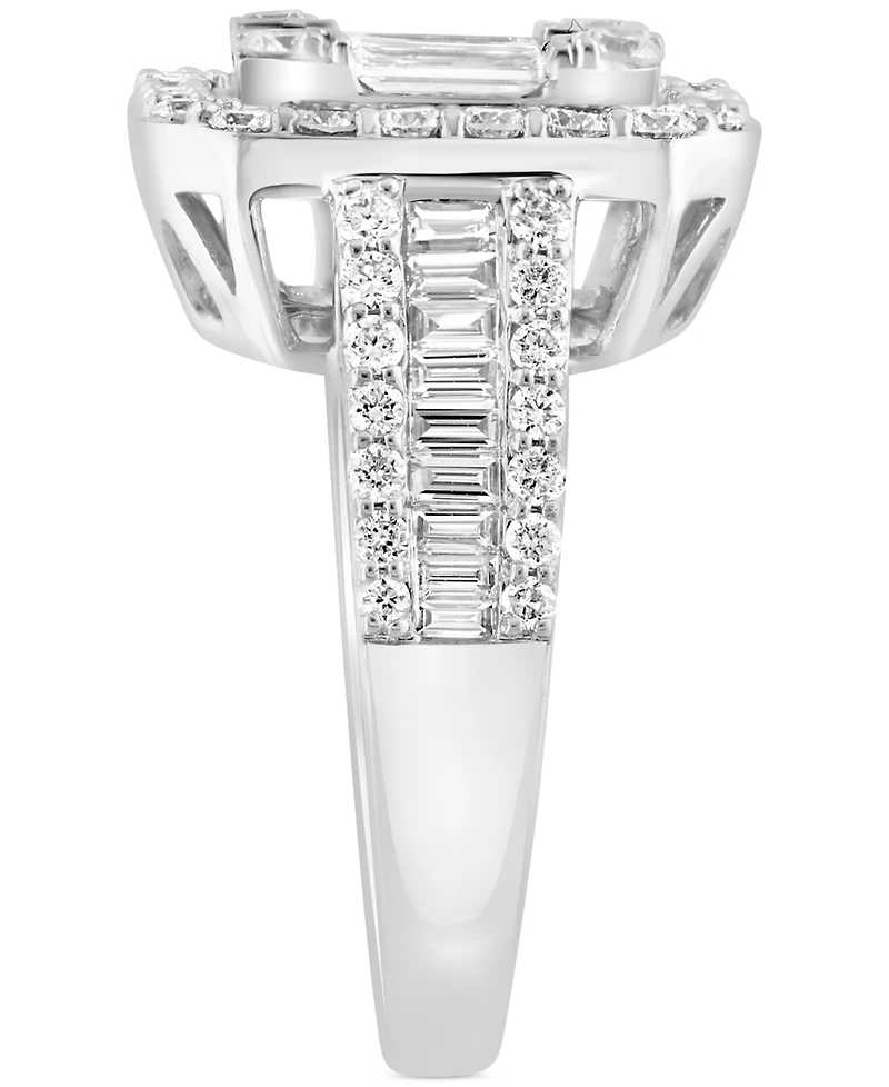 Effy Diamond Emerald Shaped Halo Cluster Engagement Ring (1-7/8 ct. t.w.) in 14k White Gold