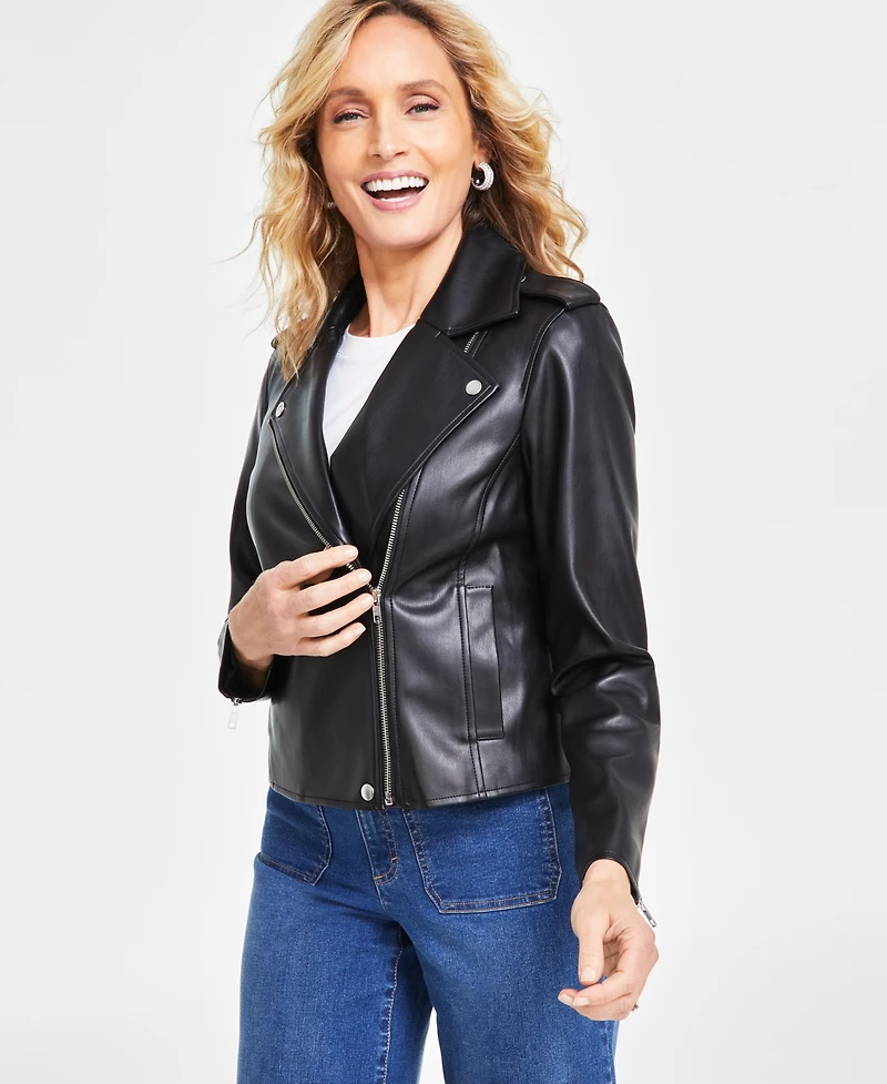 I.n.c. International Concepts Women's Faux-Leather Jacket, Created for Macy's