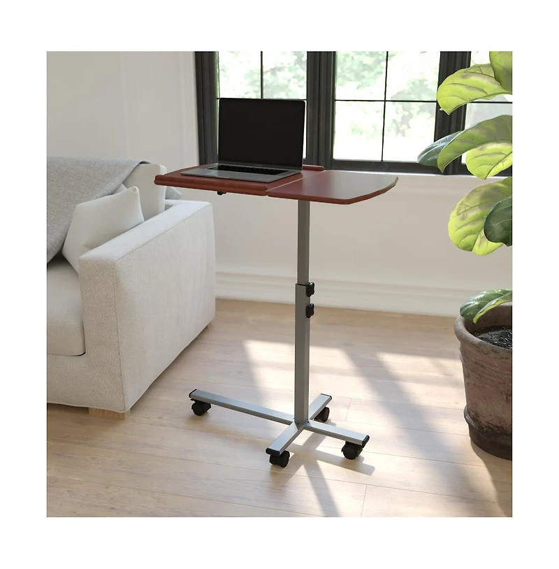 Emma+Oliver Angle And Height Adjustable Mobile Laptop Computer Table With Top