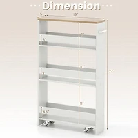 Costway Rolling Kitchen Slim Storage Cart Mobile Shelving Organizer w/ Handle