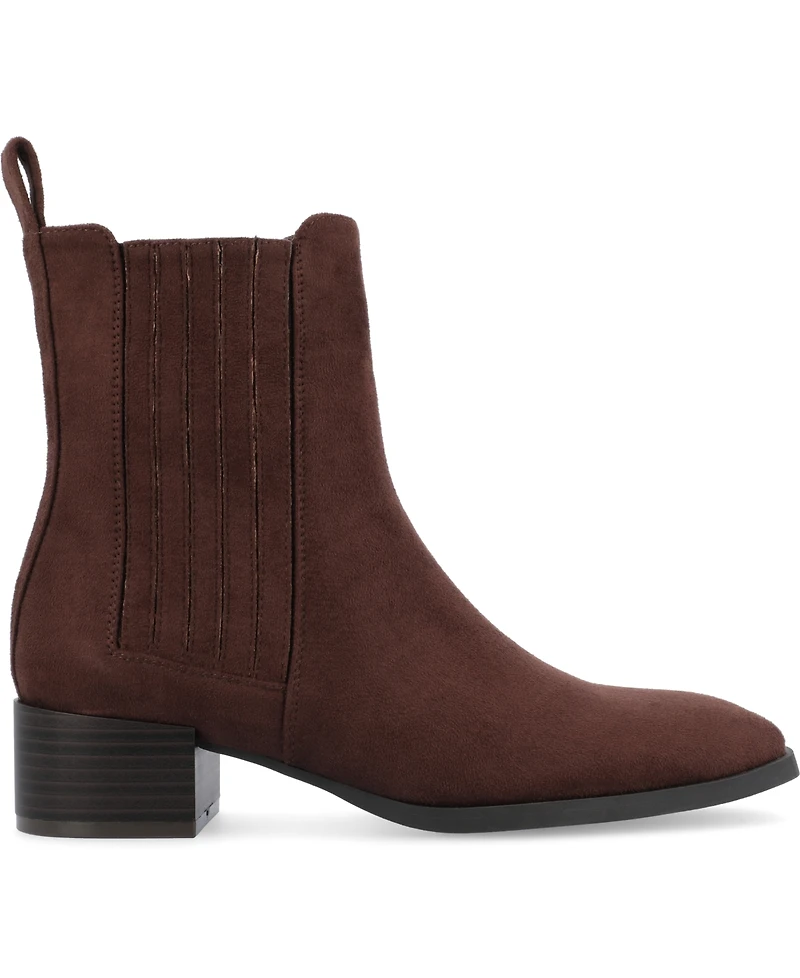 Journee Collection Women's Wrenley Block Heel Chelsea Booties