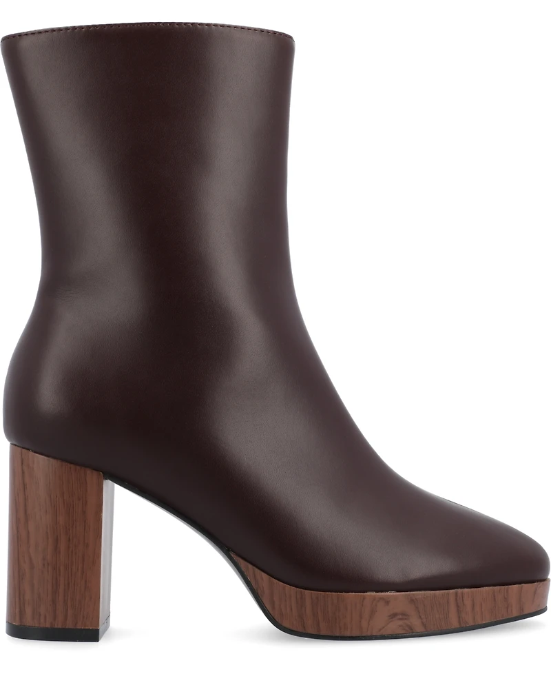 Journee Collection Women's Romer Center Seam Platform Block Heel Booties