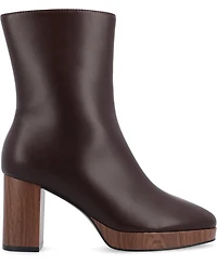 Journee Collection Women's Romer Center Seam Platform Block Heel Booties