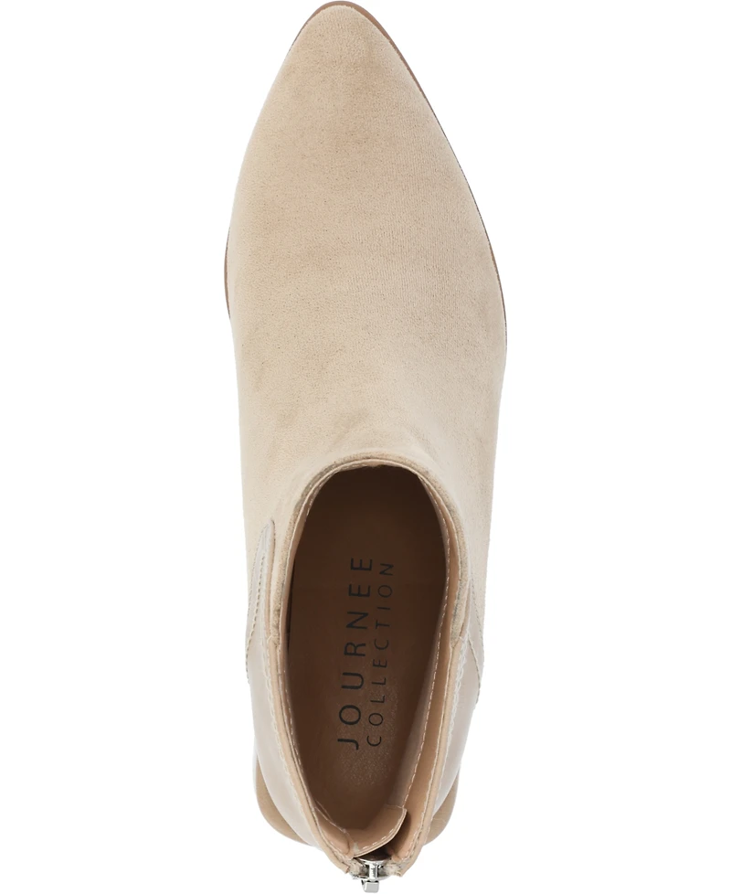 Journee Collection Women's Consuello Two Tone Pointed Toe Block Heel Booties