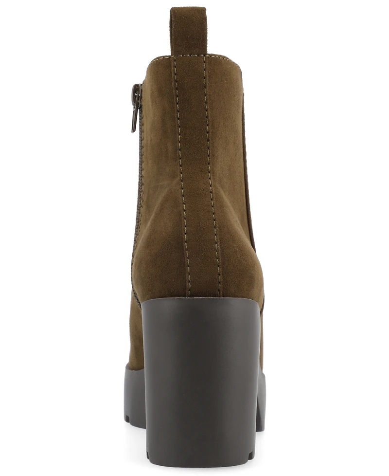Journee Collection Women's Cassidy Platform Block Heel Lug Sole Booties