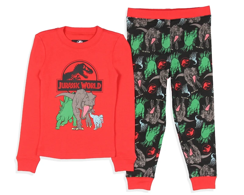 Jurassic Park Toddler Boys World Movie Film Logo Icon Tight Fit Sleep Pajama Set