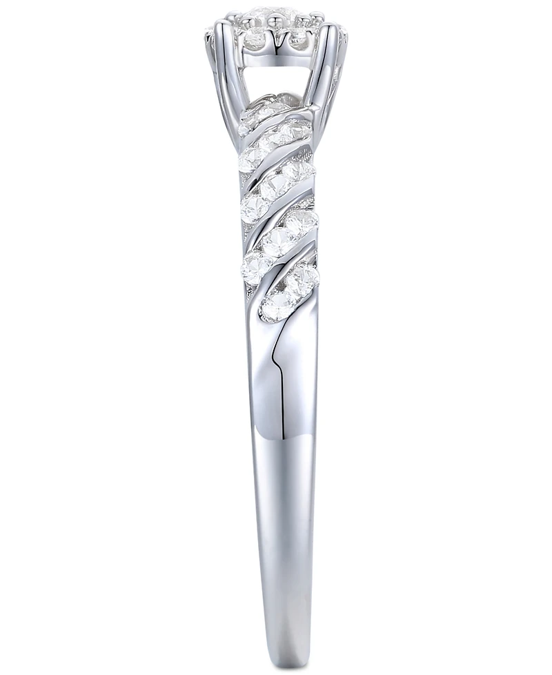 Promised Love Diamond Halo Cluster Ring (1/3 ct. t.w.) in Sterling Silver