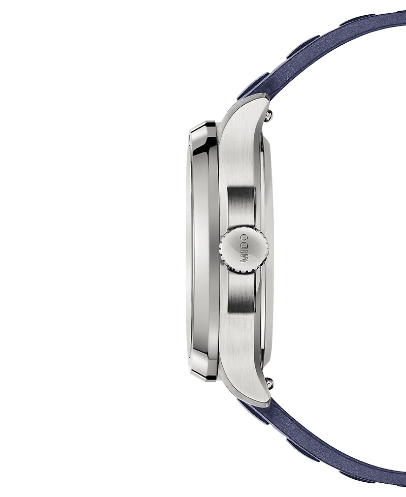 Mido Men's Swiss Automatic Multifort Blue Rubber Strap Watch 41mm