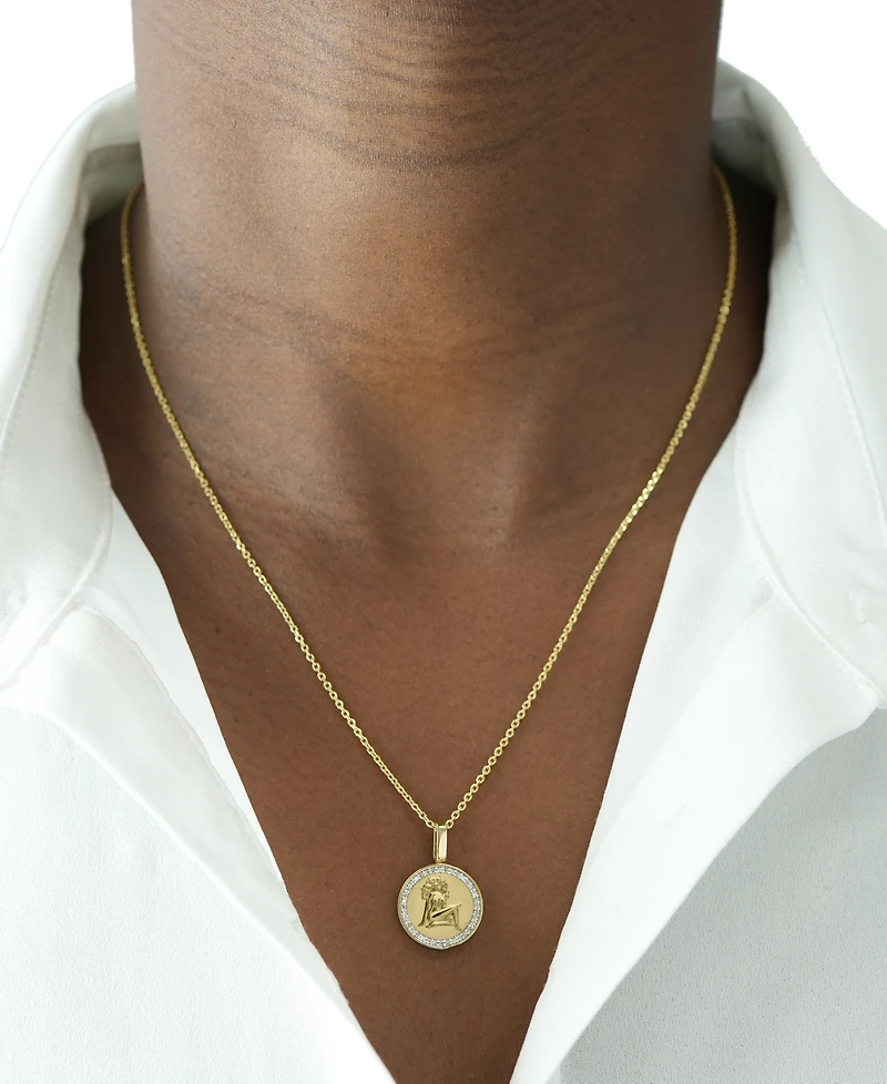 Audrey by Aurate Diamond Zodiac Reversible Pendant Necklace (1/10 ct. t.w.) in Gold Vermeil, Exclusively at Macy's