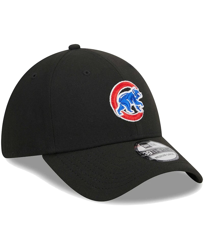 Men's New Era Black Chicago Cubs Logo 39THIRTY Flex Hat