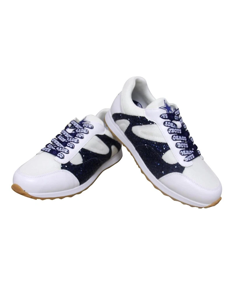 Women's Cuce White Dallas Cowboys Glitter Sneakers