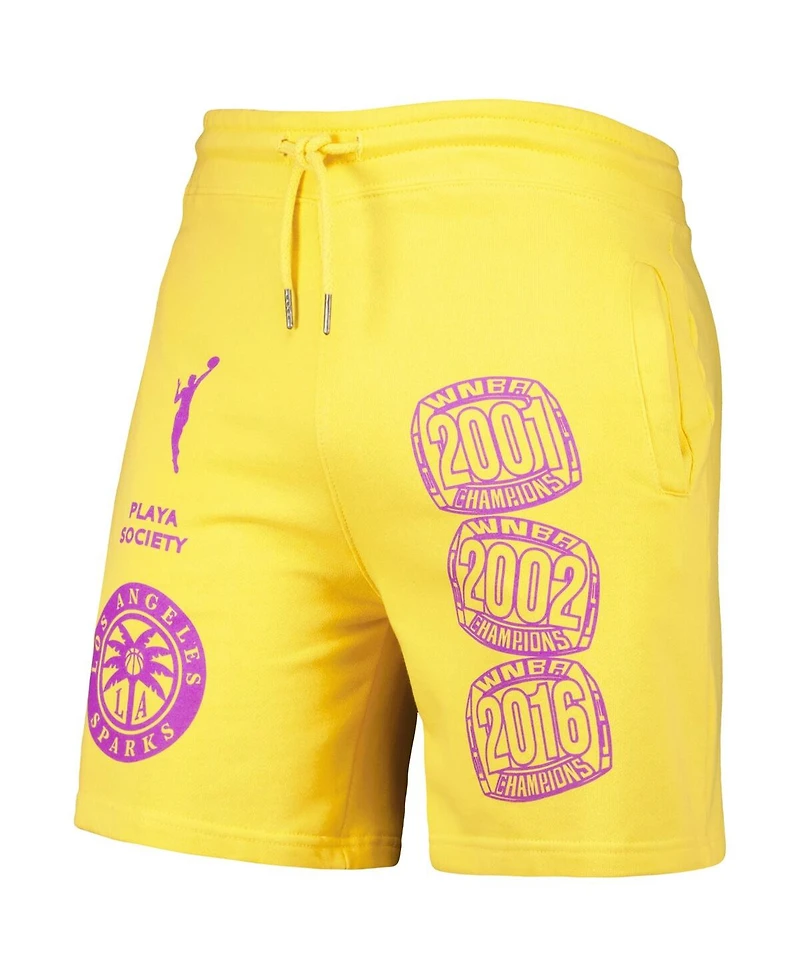 Men's Playa Society Gold Los Angeles Sparks Legacy Logo Shorts