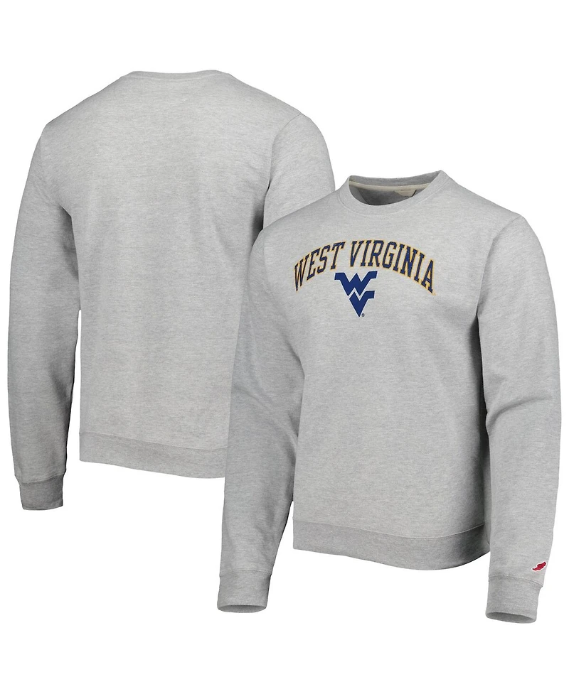 Men's League Collegiate Wear Heather Gray West Virginia Mountaineers 1965 Arch Essential Lightweight Pullover Sweatshirt