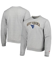 Men's League Collegiate Wear Heather Gray West Virginia Mountaineers 1965 Arch Essential Lightweight Pullover Sweatshirt