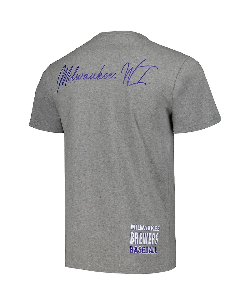 Men's Mitchell & Ness Heather Gray Milwaukee Brewers Cooperstown Collection City T-shirt