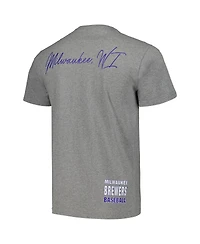 Men's Mitchell & Ness Heather Gray Milwaukee Brewers Cooperstown Collection City T-shirt