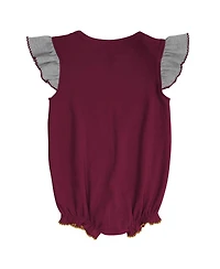Girls Newborn and Infant Burgundy, Heathered Gray Washington Commanders All The Love Bodysuit Bib Booties Set