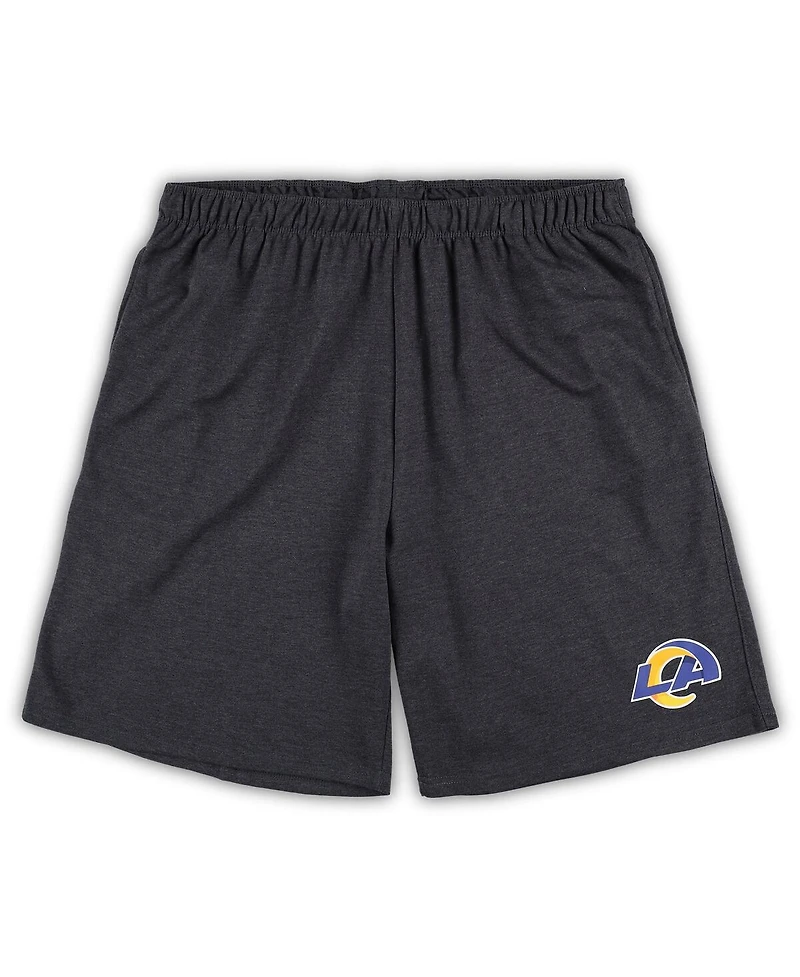 Men's Concepts Sport White, Charcoal Los Angeles Rams Big and Tall T-shirt Shorts Set