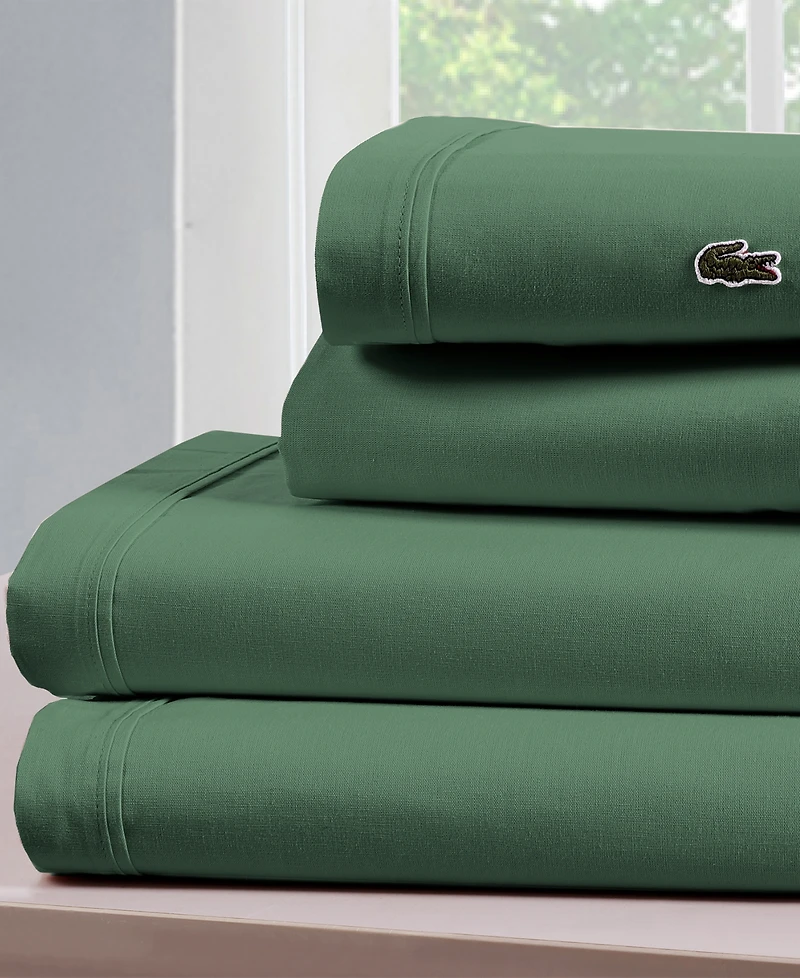 Lacoste Home Solid Cotton Percale Sheet Set