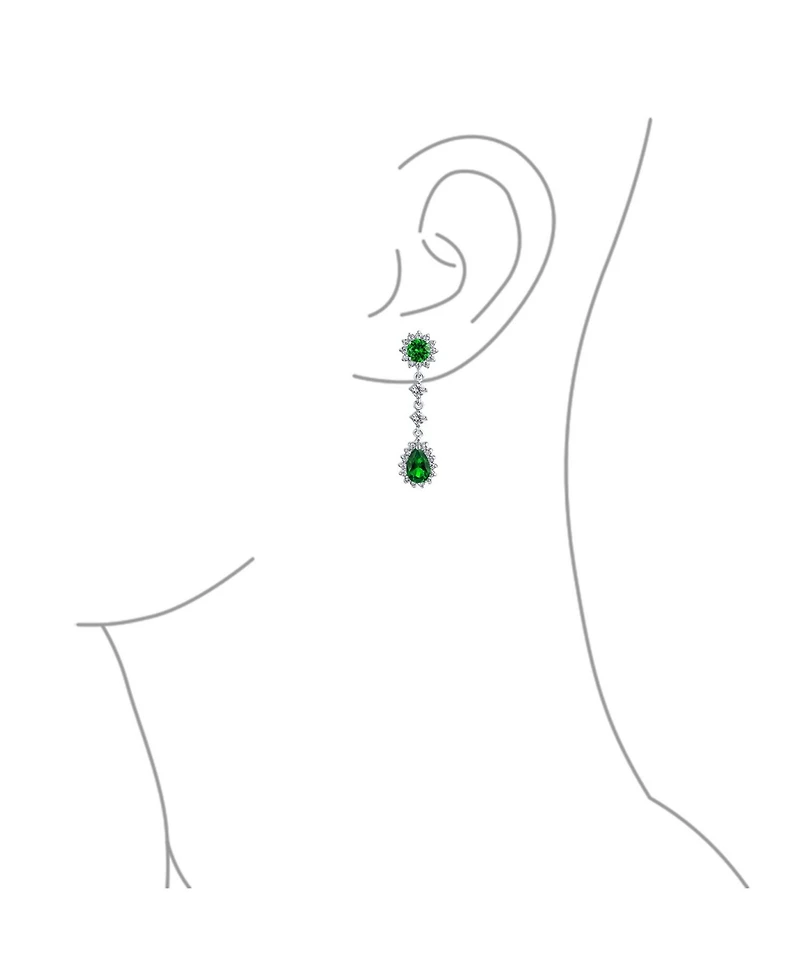 Bling Jewelry Statement Teardrop Pave Crown Halo Cubic Zirconia Cz Dangle Chandelier Clip On Earrings Non-Pierced
