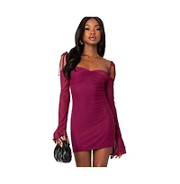 Edikted Women's Ariel Off Shoulder Mesh Mini Dress