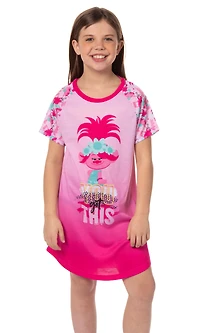 Trolls Girls DreamWorks Nightgown You Got This Poppy Short-Sleeve Pajama