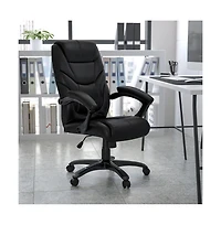 Emma+Oliver High Back Leathersoft Executive Swivel Ergonomic Office Chair With Arms