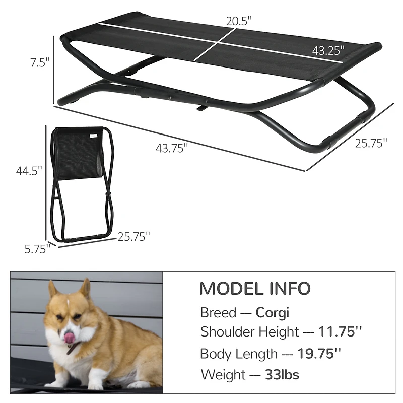 PawHut Cooling Elevated Dog Bed Foldable Portable Pet Cot W/ Breathable Fabric