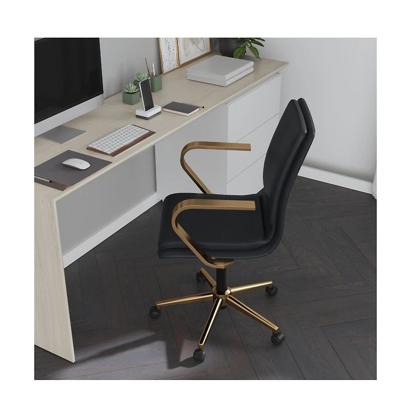 Merrick Lane Artemis Mid-Back Home Office Chair With Armrests, Height Adjustable Swivel Seat And Five Star Base